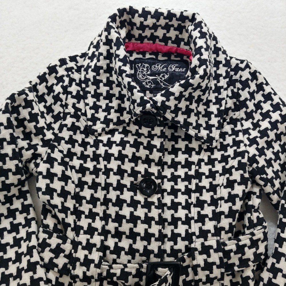 Jane Norman Women's Jacket White & Black Size Large Belted Lined Button - Picture 3 of 10